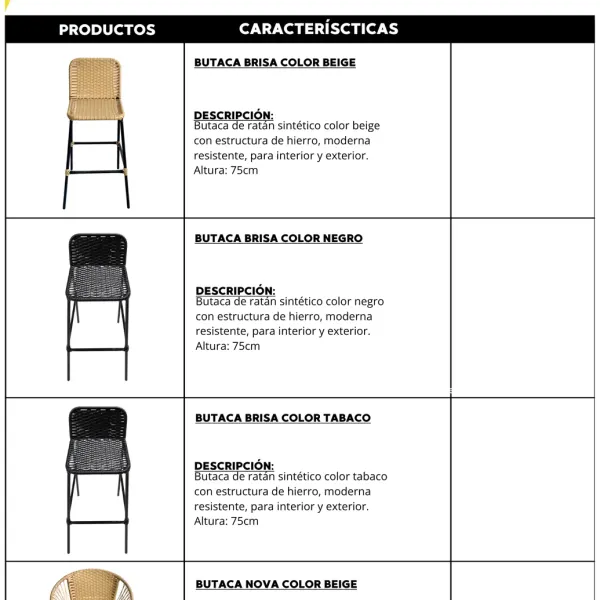 Butacas de ratán y estructura de hierro