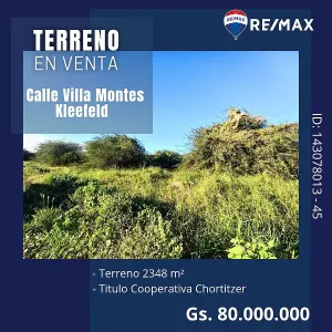 Venta de terreno en Loma Plata
