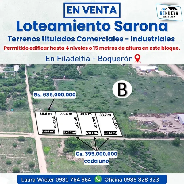 Terrenos comerciales e industriales en venta