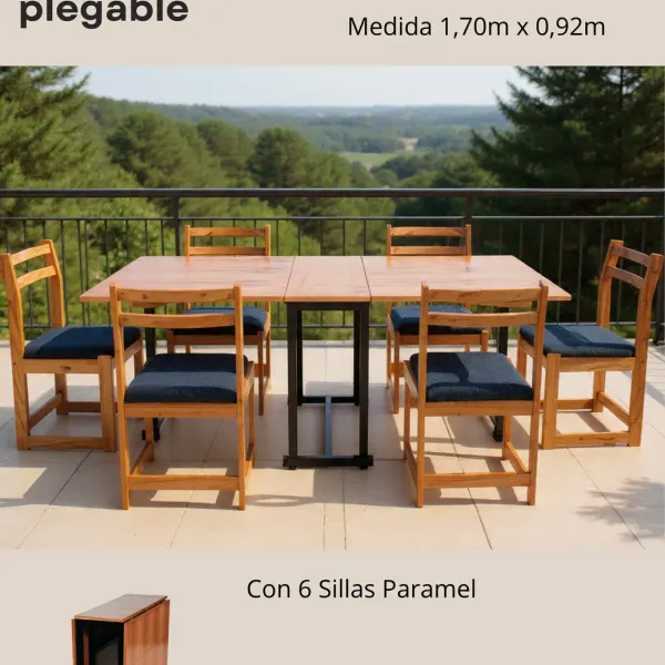 Mesa de Comedor PractiMesa plegable con 6 Sillas Paramel