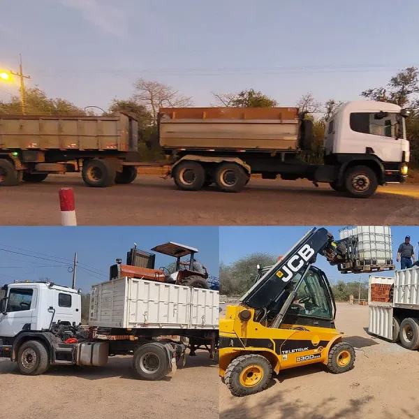 Transporte de materiales de construcción a las estancias del Chaco