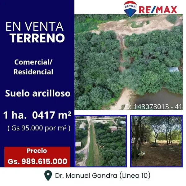 Venta de terreno comercial y residencial en Loma Plata