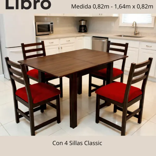 Mesa de Comedor Libro con 4 Sillas Classic