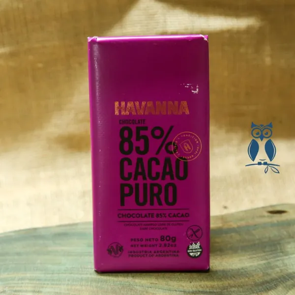 Chocolate 85 % cacao puro HAVANNA — sin gluten