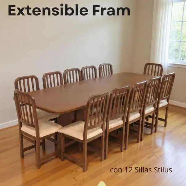 Mesa de Comedor Extensible Fram con 12 Sillas Stilus