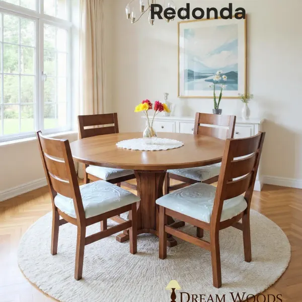 Mesa Comedor Señorial Redonda con 4 Sillas Milan