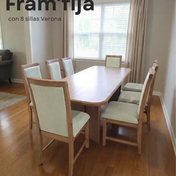 Mesa de Comedor Fram fija con 8 Sillas Verona