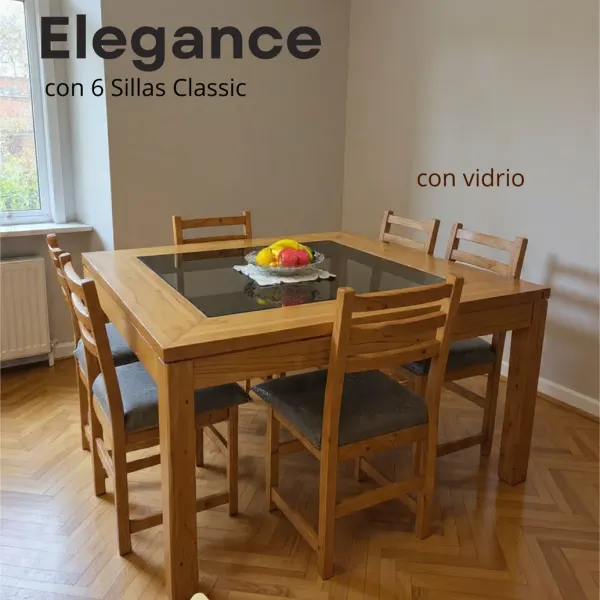 Mesa de Comedor Elegance con 6 Sillas Classic